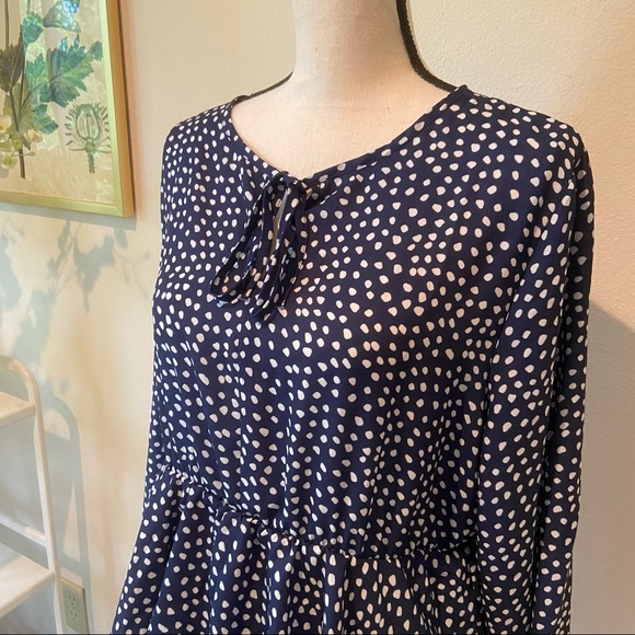 Navy and White Keyhole Ruffle Skirt Mini Dress - Picture 8 of 11